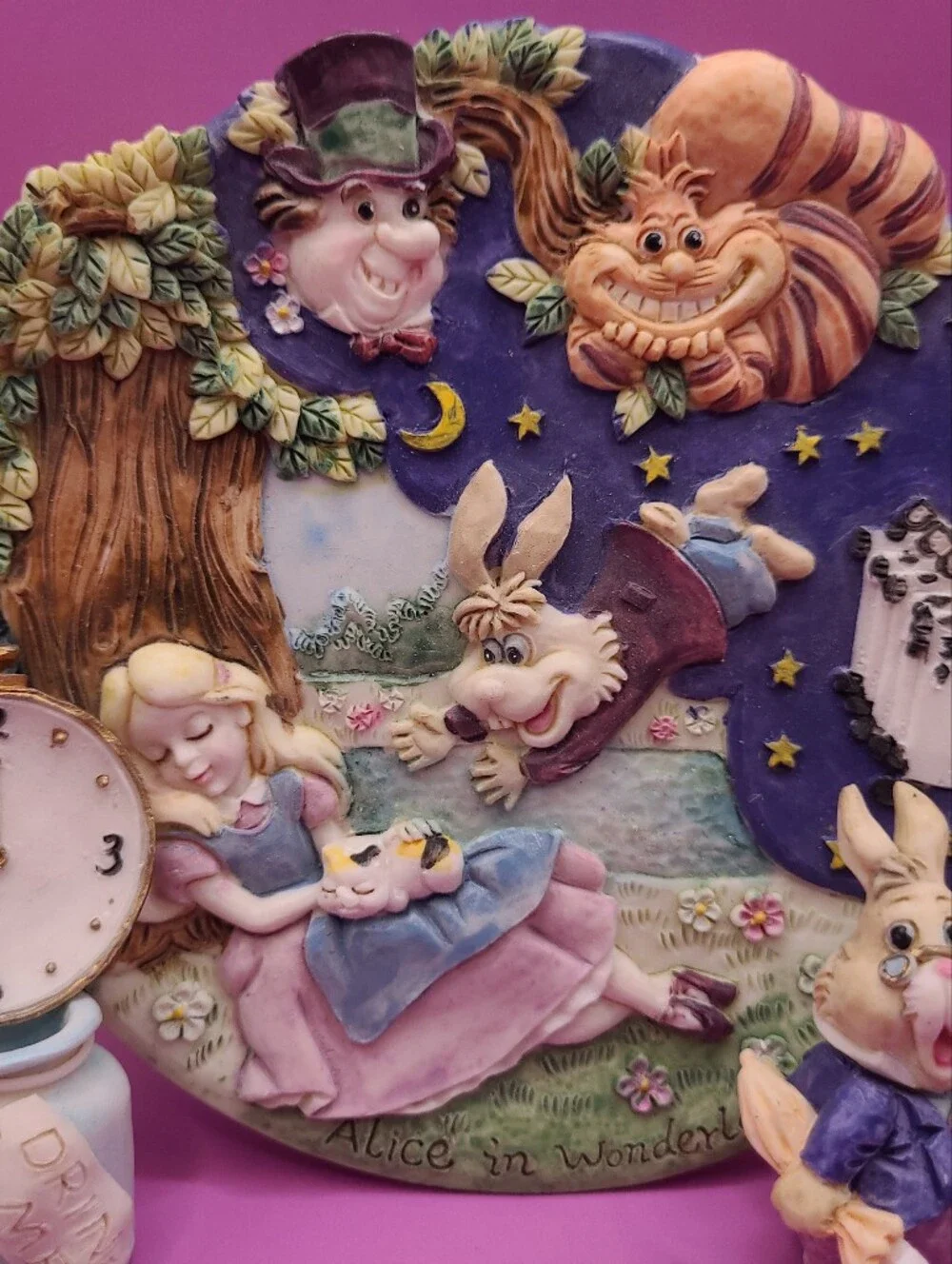 Vintage 1996 Popular Imports ALICE IN WONDERLAND Mini Resin Tea Set Figurines
